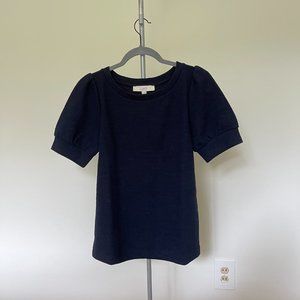 NWT LOFT Crepe Knit Puff Sleeve Top